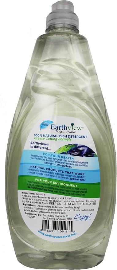 Fragrance Free, Free & Clear, Liquid Dish Soap, 12 Pk/ 24 oz (288 Fl Oz) |For Environmental Sensitivities (MCS, EI, free of MI, Sulfate, SLS) Sensitive Skin, Plant Based, Unscented