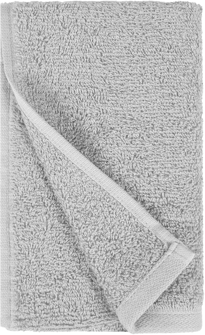 Amazon Basics Soft and Thick Cotton Hand Towels for Gym, 16 x 26 in, Gray, 12-Pack