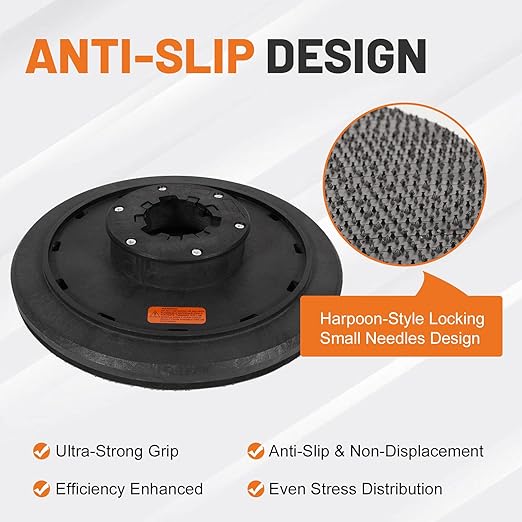 16" Floor Buffer Pad Driver Holder Attachment with 2 Inch Built-in Riser Fits for 17" Floor Buffers Scrubbers, with Shower Feed Holes 5 Inch Center Hole, Universal Pad Holder Attachment