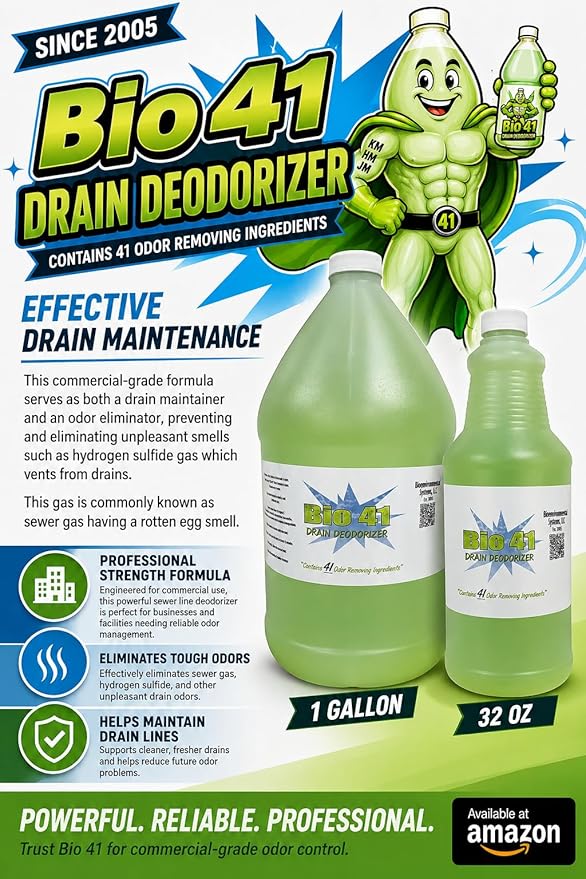 Drain Deodorizer- Odor Eliminator - Commercial Drain Deodorizer - Neutralizer Sewer Gas Smell Remover - One Gallon