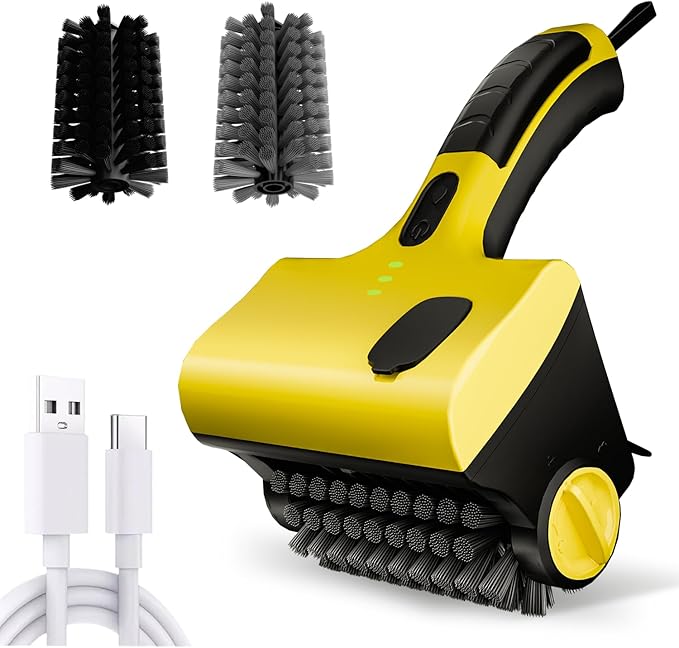 Electric Grill Brush for Outdoor, Cordless Rechargeable Grill Brush with Water & Cleaning Solution Tank, IPX7 Waterproof, 304 Stainless Steel, Automatic Grill Cleaner for BBQ Grates