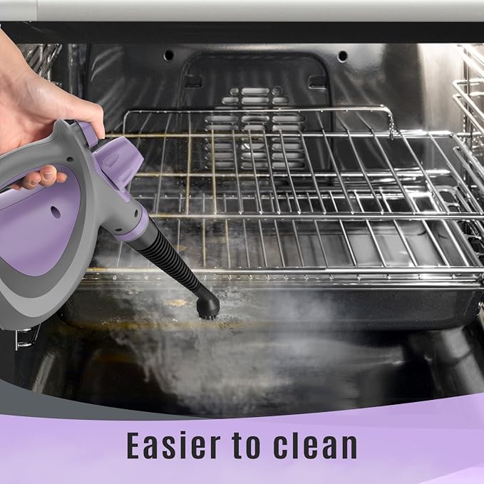 Phueut Pressurized Handheld Multi-Surface Natural Steam Cleaner with 12 pcs Accessories, Multi-Purpose Steamer for Home Use, Steamer for Cleaning Floor, Upholstery, Grout and Car (Purple)