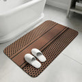 Brown Metal Hole Bathroom Rugs Non Slip Washable Bath Mat Absorbent Low Pile Front Door Mat Copper Net Eye Hole Pattern Indoor Doormat for Kitchen Entryway Shower Decor Accessories 15.7"x23.6"