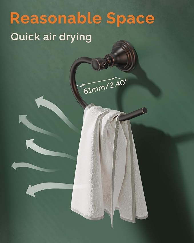 Towel Ring, Stainless Steel Hand Towel Holder for Bathroom Wall Mount, Heavy Duty Towel Hanger for Kitchen, Bath, RV (Oil Rubbed Bronze)