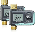 RAINPOINT Sprinkler Timer with Brass Inlet & Outlet, Programmable Hose Timer for Garden Soaker Hose with Rain Delay/Manual Watering System, Digital Drip Irrigation for Yard, Lawn(2PCS)