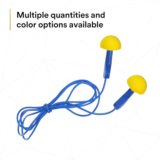 3M E-A-R EXPRESS Pod Plugs Ear Plugs 311-1114, Corded, Blue Grips, Pillow Pack, Pack of 100