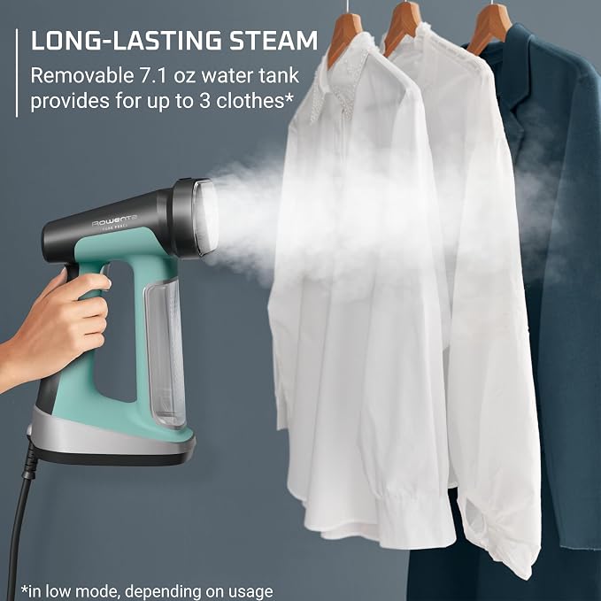 Rowenta Pure Force 2in1 Steamer & Iron: Powerful 1875 Watts, Vertical Steaming & Horizontal Ironing, Auto-off, XL Tank Capacity (7.1 Oz), Green Clothes Steamer DR8822