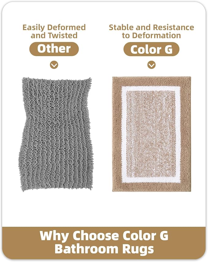 Color&Geometry Simple and Stylish Large Bath Mats for Bathroom Non Slip, 24"x36" Khaki Bathroom Rugs, Absorbent, Soft, Washable, Microfiber Bath Rug Shower Mat Outside Shower
