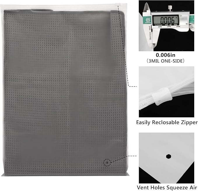 Swimsuit Bags, 25 Pack 8x10 inch Shirt Bags, with Air Holes, 3 Mil | Plastic Bags for Clothes, Bikini, Bathing Suit, Underwear, T Shirt Bags for Small Business, Storage Bags with Zipper