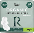 Rael Pads for Women, Organic Cotton Cover - Period Pads with Wings, Feminine Care, Sanitary Napkins, Heavy Absorbency, Unscented (Large, 48 Count)