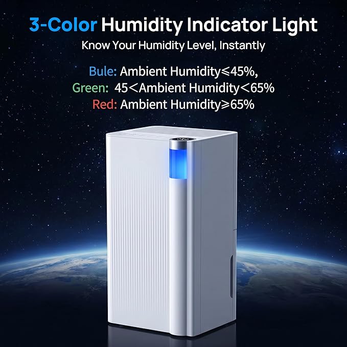 Uthfy 3000 Sq. Ft Dehumidifier for Basement, Max 38 Pint/Day Dehumidifier for Home with Drain Hose, 24H On/Off Timer, 3 Color Ambient Light, Child Lock,Auto Deforest, Quiet for Bedroom,Bathroom,Office