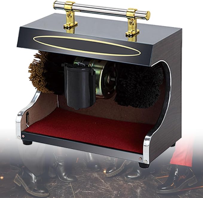 Dual-Brush Automatic Electric Shoe Polisher, High Efficiency Shoe Cleaning Polishing Brush, Ideal for Home and Office (Black)