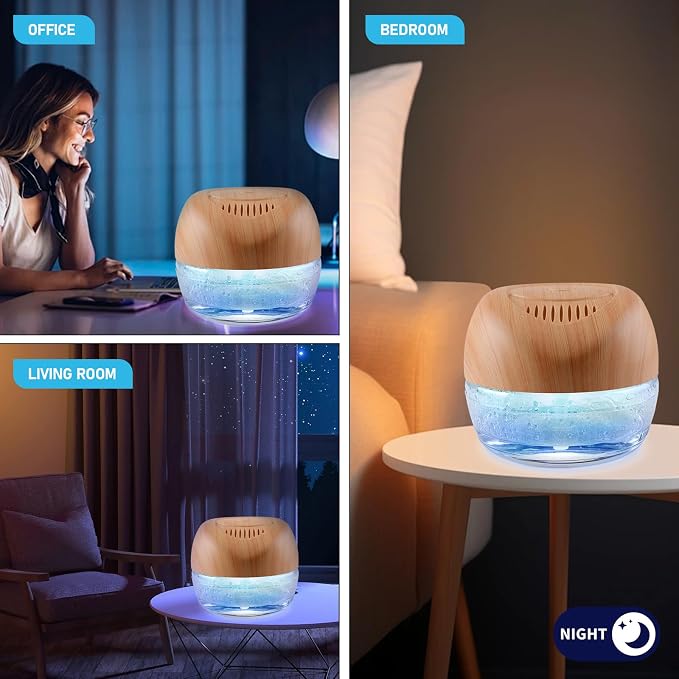 Water-Based Purifier Air Washer, Air Revitalizer & Freshener, Air Fresher with 7 LED Color Changing Light for Rooms (LightYellow)
