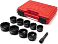 LLNDEI 10 Pieces 3/8" Drive Low Profile Oil Filter Socket Set, Oil Filter Cap Removal Tool kit, Metric(24mm-38mm) with 75mm Extension Bar, Cr-v Steel for Anti-Rust & Corrosion.