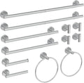 12 Pcs Chrome Bathroom Accessories Set, HOMEMYSTIQUE SUS304 Stainless Steel Bathroom Hardware Set, Bath Towel Bar Set, Toilet Paper Holders, Towel Rings Racks, Robe Towel Hooks
