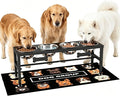 4-Bowl Elevated Dog Bowl Stand – 4 Adjustable Heights with 58oz/1700ml Stainless Steel Bowls & Splash Pad for Medium & Large Breeds, Multi-Pet Households