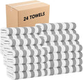 Arkwright California Cabana Stripe Beach Towel Bulk - Case of 24, Large Soft Quick Dry Cotton Terry Towels Set for Pool, Swim, and Hot Tub, Oversized 30 x 70 in, Grey