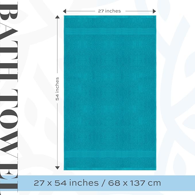 White Classic Luxury Bath Towels Set of 4 Large - 700 GSM Cotton Ultra Soft Bath Towels 27x54 | Highly Absorbent and Quick Dry | Hotel Towels for Bathroom Luxury, Plush Shower Towels, Aqua