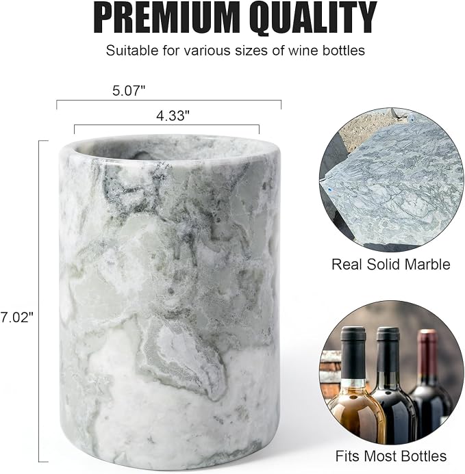 Marble Wine Bottle Chiller Bucket - Versatile Wine Chillers for Bottles - Handcrafted Wine & Champagne Cooler for Parties, Dinner - Applicable to Kitchen Utensil Holder Ideal for Wine Enthusiasts