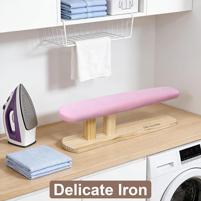 Tailor Sleeve Ironing Stool, Padded Chest & Sleeve Ironing Board Long with Wooden Base, Pressing Board for Household Tools, Tailor Dress Forms, Sewing and Tailoring Studio, Pink