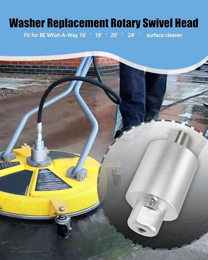 Washer Replacement Rotary Swivel Head for BE Whirl-A-Way 16’’18’’ 20’’ 24’’ Cleaner Replace 85.790.004, Aluminum Body, Surface Cleaner Swivel Head Max Pressure/Flow: 4000 PSI, 8 GPM