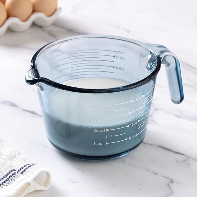 COOK WITH COLOR Glass Measuring Cups - Ideal for Cooking and Baking, Blue