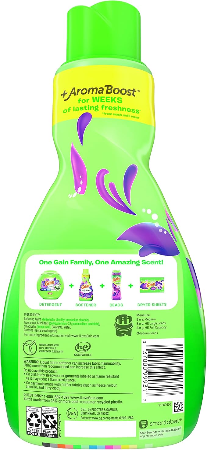 Gain Laundry Fabric Softener Liquid, Moonlight Breeze, Packaging May Vary, Total 192 Loads, 41 Fl Oz, Pack Of 4