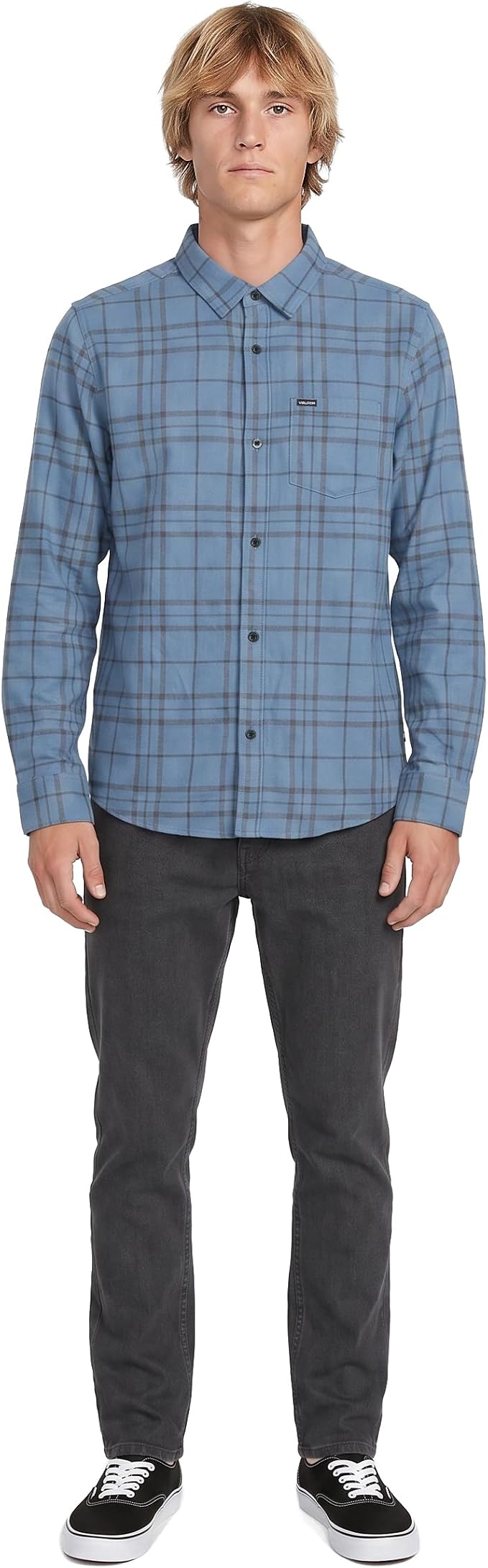Volcom Men's Long Sleeve Flannel Shirt – Ultra-Soft Brushed Cotton Plaid Button Down
