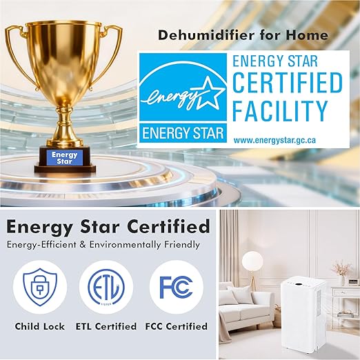30Pints Dehumidifier with Drain Hose, 2,000 Sq.Ft Dehumidifier for Basement, 2L/0.53 Gallon Tank, Energy Star Cert. 38dB, Humidity Display Ring, Humidity Remover for Home, Bedroom & Bathroom