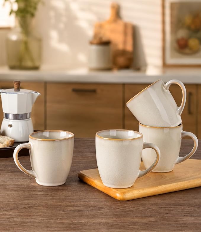 GBhome 12OZ Coffee Mugs Set of 4, Stoneware Coffee Mugs Set, Dishwasher & Microwave Safe