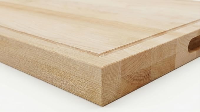 18 in. x 24 in. Maple Wood Cutting Board, Reversible with Juice Groove and Smooth Side, Thick Butcher Block Style Prep Board with Built-In Handles for Kitchen, BBQ, Meat Carving and Serving