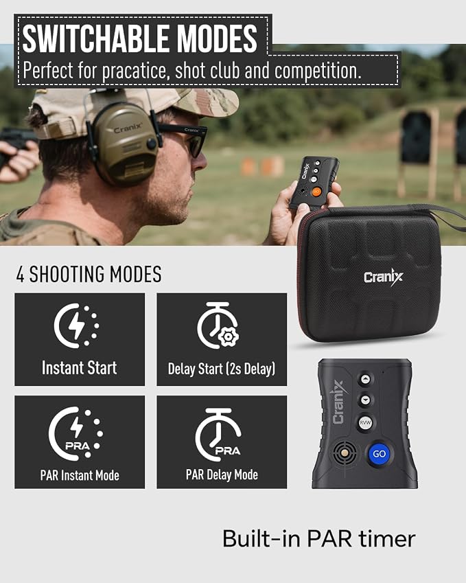 Professional Shot Timer for Shooting Competition, 0.01s Precision Tactical Training Shot Timers with Loud Buzzer, Enhanced Detection & Long Battery Life & 4 Modes (Sapphire Blue)