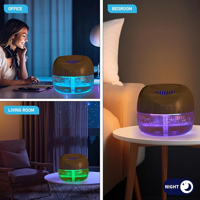 Water-Based Purifier Air Washer, Variable Speed Air Washer Aroma Diffuser with 7 Color 6 LED Night Light, Aroma Fresher Small Air Cleaner, Air Revitalizer & Freshener for Home, Office