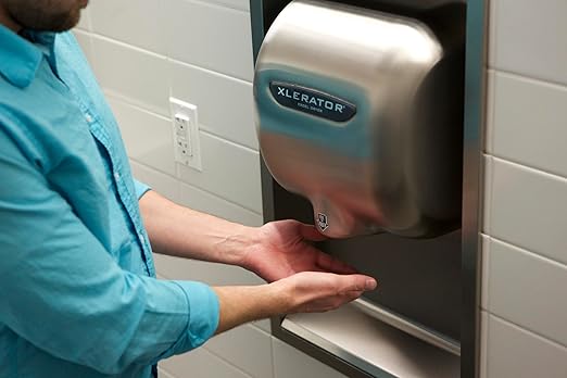 XLERATOR XL-SB Automatic High Speed Hand Dryer with Brushed Stainless Steel Cover and 1.1 Noise Reduction Nozzle, 12.5 A, 110/120 V