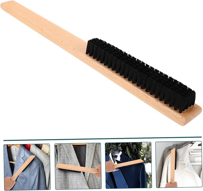 FRCOLOR 2pcs Clothing Bristles Cleaning Brush Wood Handle for Home and Travel Use Gentle Lint for Coats Blankets and Canvas Shoes