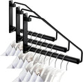 NEWRAIN Folding Clothes Hanger Rack, Wall Mounted Laundry Racks for Drying Clothes,Swing Clothing Hanging System Drying Closet Storage Organizer Black (Pack of 3)
