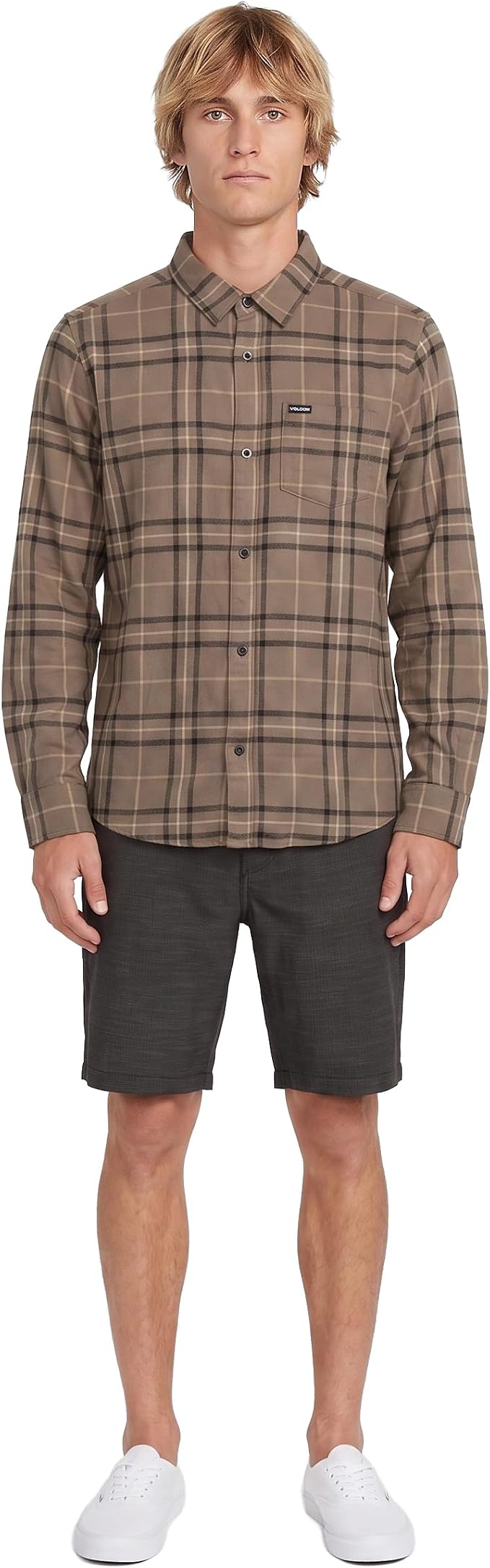 Volcom Men's Long Sleeve Flannel Shirt – Ultra-Soft Brushed Cotton Plaid Button Down