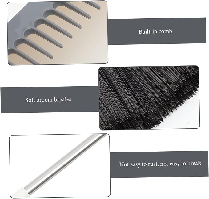 Broom and Dustpan Set with Ergonomic Handle Lightweight Indoor Outdoor Cleaning Kit
