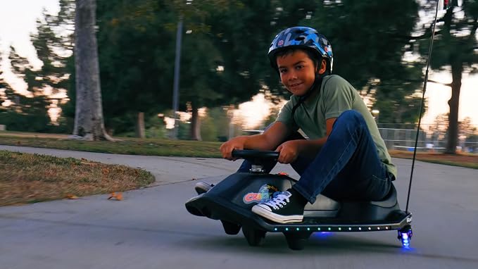 Razor Crazy Cart Shift Lightshow Lithium Electric Go Kart with Illuminated Wheels, Speeds up to 8 mph for Age 6+
