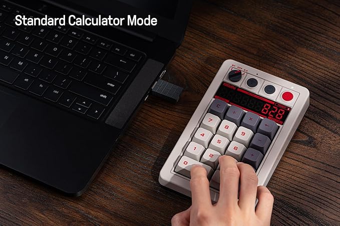 8Bitdo 18 Keys Retro Mechanical Numpad, Supports PC Numpad & Standard Calculator Mode, Hot-swappable, PC Calculator Shortcut Button, Bluetooth/2.4G/Wired Numpad for Windows and Android - N Edition