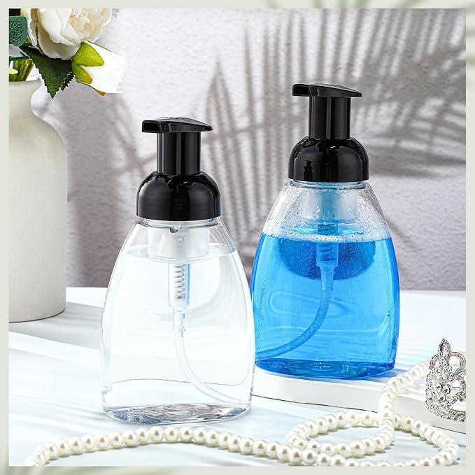 Nuenen 48 Pieces 8oz Foaming Soap Dispenser Refillable Foaming Pump Bottles Bulk Travel Hand Soap Dispenser Plastic Press Bottles Empty Containers for Shampoo Bathroom Commercial(Black)