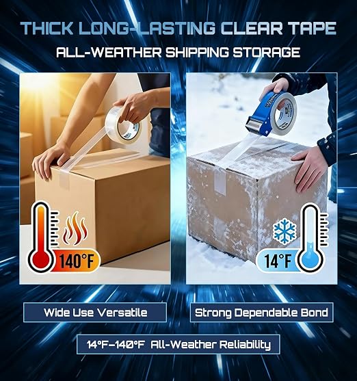 Clear Packing Tape Refills Heavy Duty,24 Pack,2.7 Mil,1.88"×68 Yd | Total 1632 Yards,Compatible with Standard Tape Dispenser,Quiet Unwind,Easy Start,for Shipping Packaging Moving Sealing,Bulk