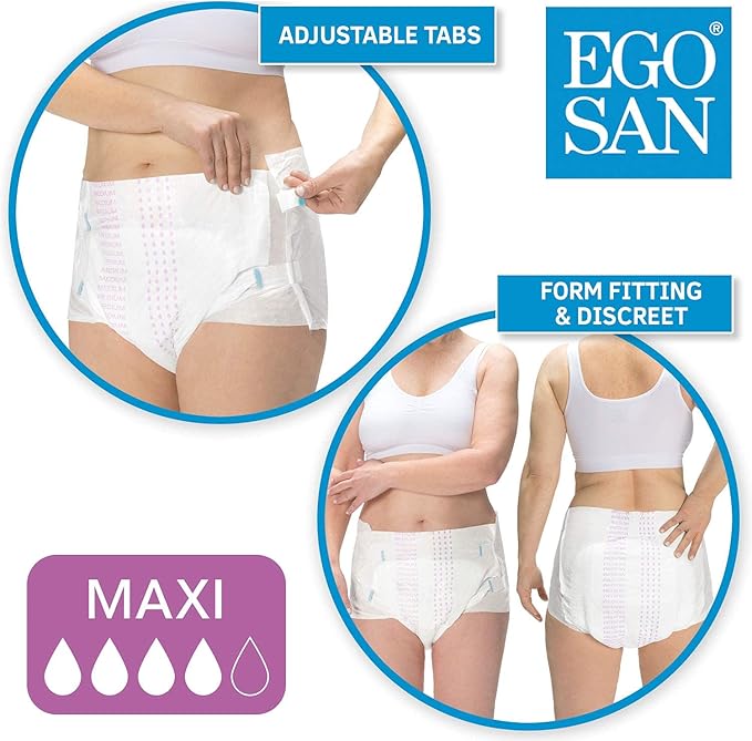 Egosan Maxi Incontinence Disposable Adult Diaper Brief Maximum Absorbency and Adjustable Tabs for Men and Women (Medium 15-Count)