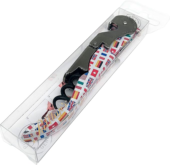 Pulltap's Genuine Collection Countries Waiter's Corkscrew – Double-Hinged Wine Key with Sliding Foil Cutter – Patented Design – Made in Spain – Countries