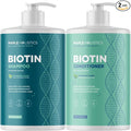 Volumizing Biotin Shampoo and Conditioner Set - Peppermint Shampoo and Conditioner for Thinning Hair Care with Argan Coconut & Olive Oil - Color Safe - Paraben Silicone & Sulfate Free (32 Fl Oz Each)