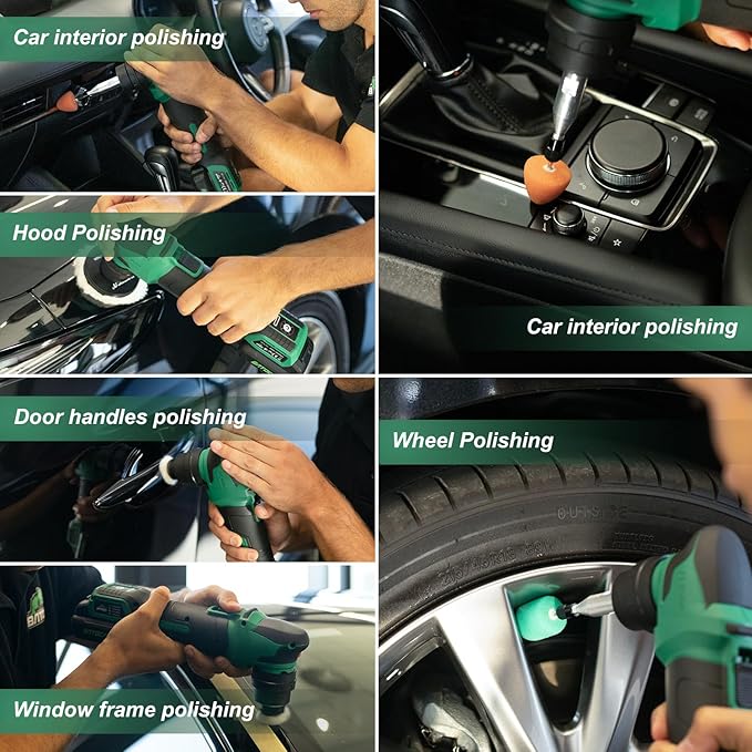 BATOCA S4 Cordless Multi-Polisher-Set, with 2Pcs 12V 2.5Ah Batteries, RO&DA Car Buffer Polisher, 1&3inch Mini Brushless Polisher for Car Detailing, Complete Accessories Kit