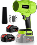 Hand held Blower, 600,000 RPM Electric Leaf Blower Cordless with 2×4.0Ah Batteries and Charger for 40 Minutes Use, Portable Blowers for Lawn Care, Car Blow Dryer with Extended Nozzle (Green)