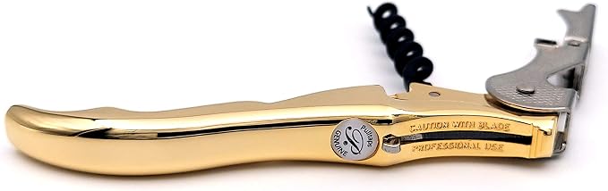Pulltap's Genuine Slider Boss 150 Waiter's Corkscrew – Double-Hinged Wine Key with Sliding Foil Cutter – Patented Design – Made in Spain – Oro (24K Flash Gold)