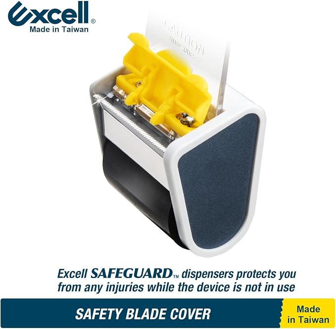 Excell Safeguard Packing Tape Dispenser with 1 Roll Transparent Tape, 2 Inch Wide Tape Gun with Pushflap Technology for Effortless Packaging, Box & Carton Sealing | Retractable Blade Cover for Safety, one-Hand use. Ideal for Shipping and Carton Sealing...