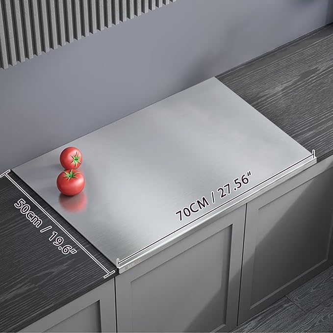 304 Stainless Steel Cutting Board – Stainless Steel Kitchen Chopping Boards Non-Slip, Dishwasher Safe – Ideal for Meat, Vegetables, Fruits, Bread & Baking – Commercial & Home Use (27.5 * 19.6in)